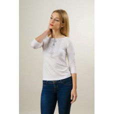 Embroidered t-shirt with 3/4 sleeves "Gutsul Girl" gray on white